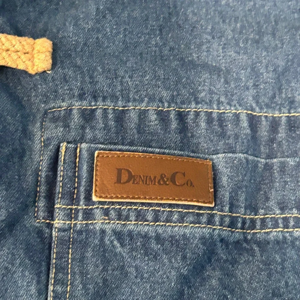 Vtg Denim Co Womens Duffle Chore Coat 2X Hooded Toggle Barn Fleece Lined 21230
